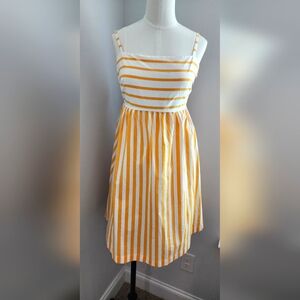 J Crew Factory Orange & White Striped Tie Back Mini Dress